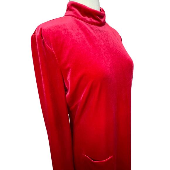 Gianni Bini Dress Womens 10 Red Velour Mock Neck Velvety Modern Holiday Festive - Picture 4 of 16